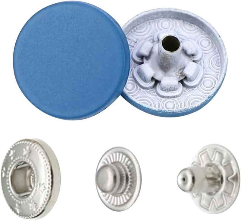 Peacock Blue 30 Set Metal Snaps For DIY Clothing Bags Leather Craft Sewing Buttons - Image 1